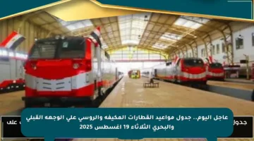 عاجل اليوم.. جدول مواعيد القطارات المكيفة والروسي على الوجهة القبلي والبحري الثلاثاء 19 أغسطس 2025